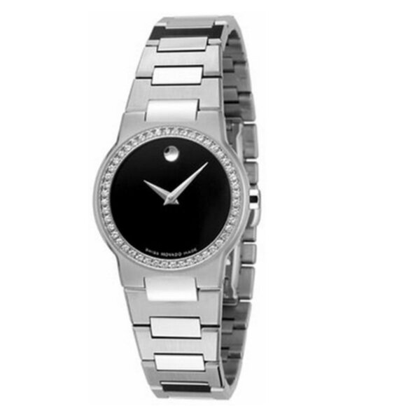 Movado Accessories - Movado Safiro Stainless steel x diamond silver quartz analog black dial watch